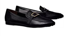 Tory Burch Georgia Loafer Flats Mules Black/Gold Logo
