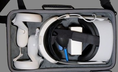 Meta Quest 2 VR-Brille   Komplettset mit Zusatzakku, Tasche & Originalkarton