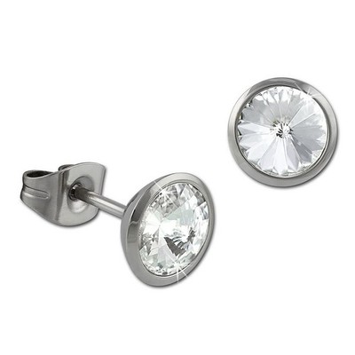 Amello Ohrringe Edelstahl Ohrstecker rund Swarovski Elements weiß ESOS07W
