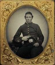 Civil War 1/6 Plate Ruby Ambrotype Identified Union Soldier & Family Grouping