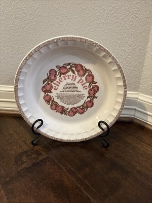 Vintage Royal China Jeannette Cherry Pie Deep Dish Pie Plate 11'' with Recipe USA