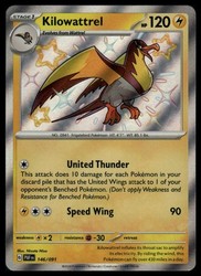 Kilowattrel 146/091 Paldean Fates Shiny Rare Holo