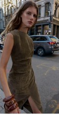 Zara 100%Suede Leather Dress Size Uk XL Ref 8073/221/505
