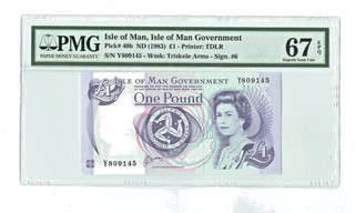 Billete 1983 1PD ISLA DE MAN GRAN BRETAÑA PMG 67 EPQ PICK 40b excelente gema sin circular