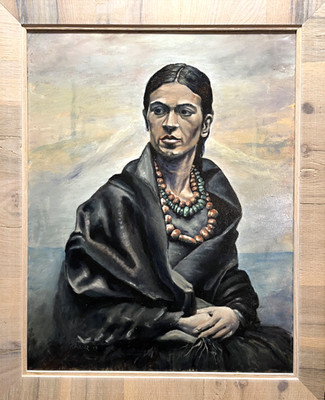 Frank Maier Original Oil Painting: Portrait of Frida Kahlo 22''x28'' (Framed)