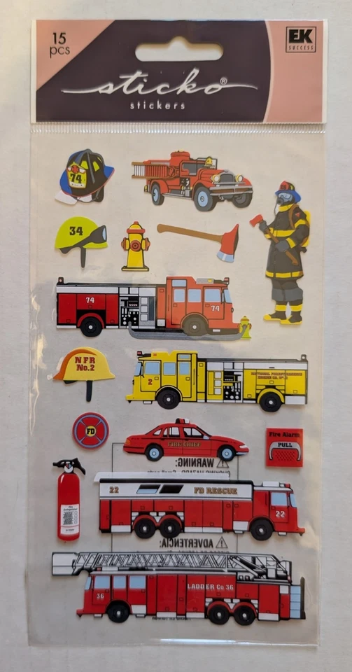Fire Department Fire Fighter Fireman Truck Scrapbooking Stickers By Sticko