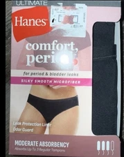 Hanes Womens Period Bikini Underwear Panties 2-Pack Moderate Leak Protection ~ M