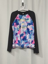 So Girls Multicolor Long Sleeve Crew Neck UPF 50 Swimwear Top 14