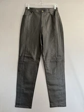 Vintage Reflections Black Leather Pants Womens 6T 26x30 Chaps Moto 90s Biker Y2K
