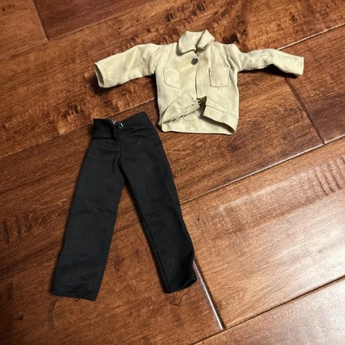 vintage 1964 G.I. Joe uniform two-piece outfit, tan jacket and black pant