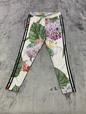 Adidas Originals Gray Floral Print Side Striped Flower Leggings Size Medium