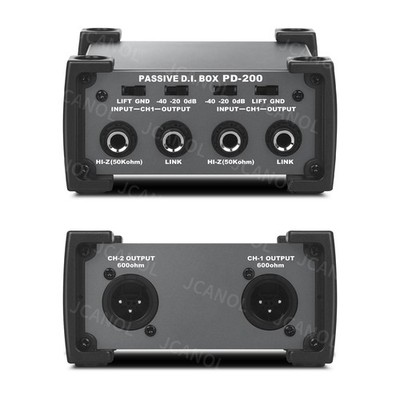 PD200 Stereo Passive DI Box Unit Hum Eliminator with GND switch, Input