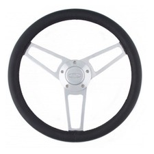 Grant 14.75 Polished Billet Leather W Ford Logo Steering Wheel Mustang 70-73