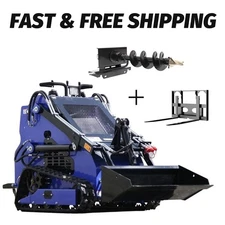 22HP Mini Skid Steer Loader Upgraded 2-Cylinder Gas Engine with 2 Attachments