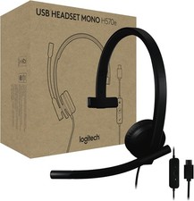 Logitech H570e USB Headset Microphone for PC Mac Black Noise-Canceling Mics