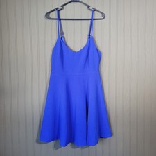 Lulus "Do You Wanna Dance?" Skater Dress Spaghetti Strap Royal Blue Women's MD