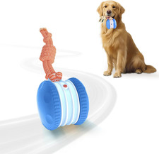 Interactive Dog Toy   Automatic Electric Rolling Ball with Rope, Motion-Activate