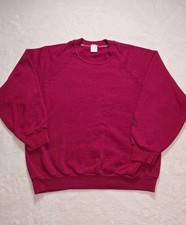 Vintage 90s Blank Sweatshirt Mens M Red Raglan Crewneck Made in USA Flaws