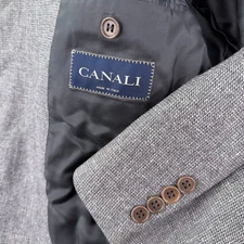 Canali 58R (US 48R) Wool Silk Gray Textured Blazer Sport Coat Made Italy Mens