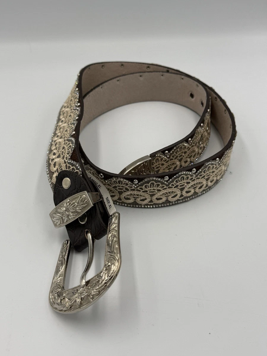 Vintage Y2K Leather Belt White Silver Embossed Floral Boho Cottagecore Fairycore White Y2k Belt - Etsy main image 4