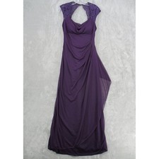 Xscape Dress Womens 6 Sheer Floral Lace Keyhole Empire Waist Gown Drape Chiffon