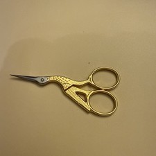 Gingher 3-1/2-Inch Classic Forged Stork Embroidery Scissors Gold Plated Finish