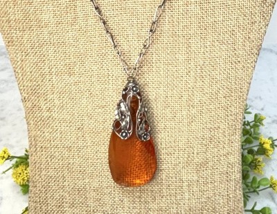 Vtg Baltic Amber 3  Pendant Hallmarked Poland Sterling Silver 24  Necklace 33.8g