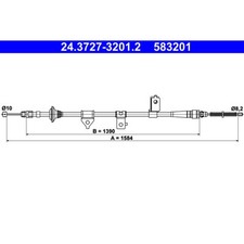 Seilzug Feststellbremse ATE 24.3727-3201.2 für Kia Rio I