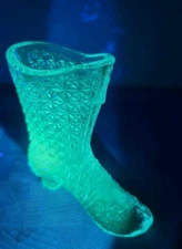 Vintage Fenton?  Blue Manganese Starburst Glass Boot  4"