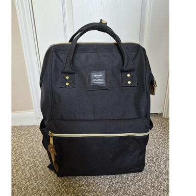 Himawari Black Backpack Zip Closure Top Handle Pockets Solid Travel Casual