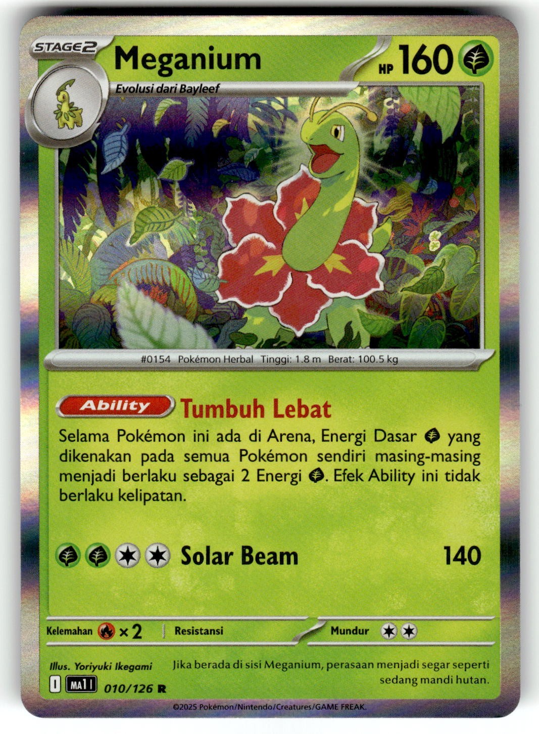 Pokemon Indonesian Mega Evolution Card 010/126 Meganium Holo