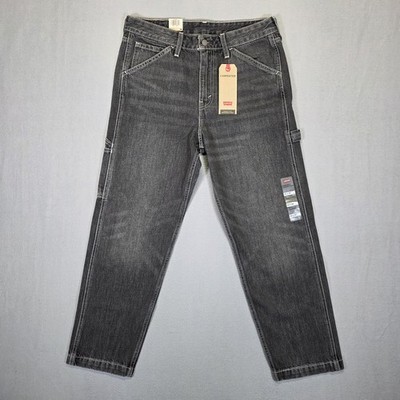 New Levis Carpenter Jeans Mens 32x30 Gray Dark Wash Denim Loose Tapered Skater