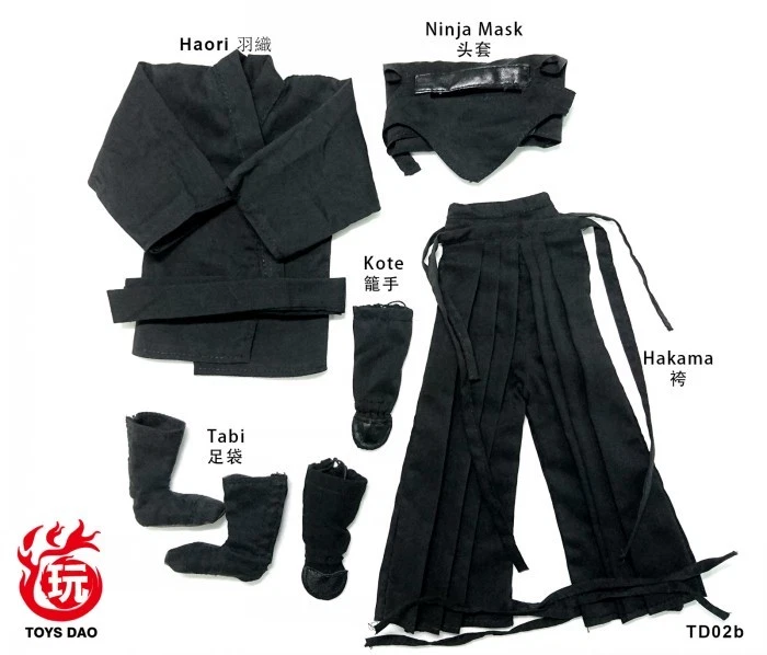 N3-4 1:6 Scale Black ninja Clothes set Model For 12" Male Figure Doll Toys - Image 2 of 2