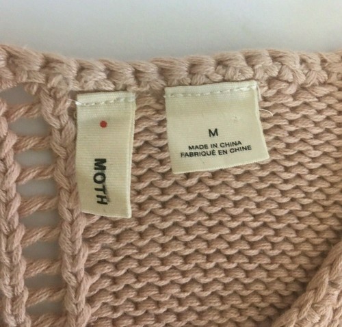 Suéter túnica Anthropologie Moth para mujer talla M manga corta tejido abierto rubor rosa - Imagen 5 de 8