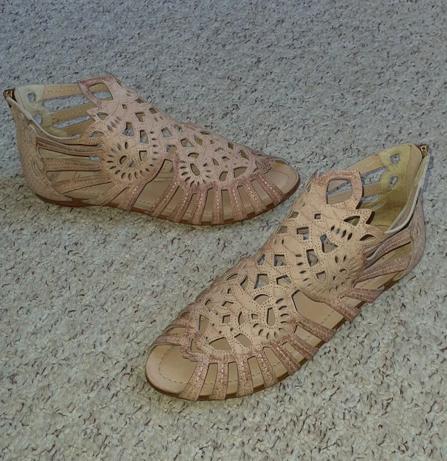 Sandales bout ouvert peau de serpent rose Christian Dior