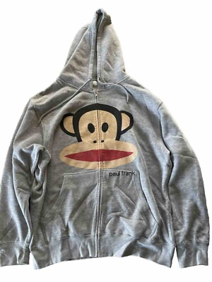 Paul Frank Zip Up Hoodie, Grey, Size XL