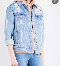 Women's Topshop Size 8 Distressed Motto Denim Jacket