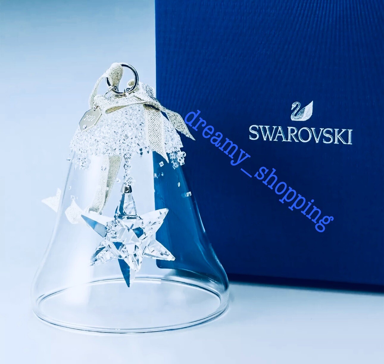 NIB Swarovski A.Ed. 2022 Bell W 3D Shining Star Inside Crystal Ornament #5626007
