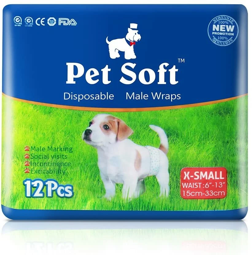 Disposable Dog Wraps Disposable Male Dog Diapers for Male Puppy Doggy Marking