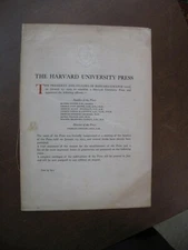 Original Prospectus Harvard University Press 1913 Bibliography Cambridge 8 Pgs