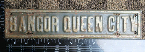 Maine License Plate Topper Tag Bangor Queen City Me 1920's 1930's Rare