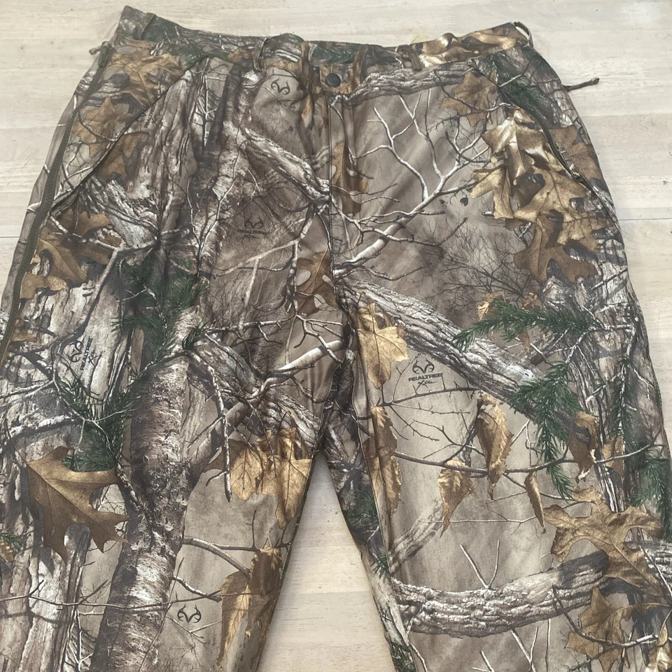 Cabelas Quilt Lined Camouflage Hunting Pants Mens Sz 3XL Real Tree Camo 46x31 - Image 2 of 4