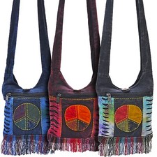 Lot of  10 Purses  Dyed Boho Pouches Bags Peace Sign Embroidery - FAST SHIPPING