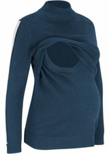 Modischer Umstands-Stillpullover Gr. 52/54 Dunkelblau Damen Strick-Pulli Neu*