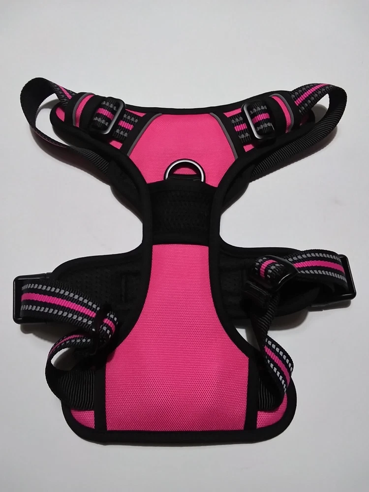Dog Harness, No-Pull, Soft Chest ( Hot Pink/Black) Size Medium