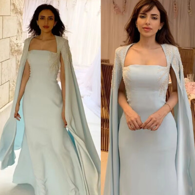 Elegant Mother of Bride Dresses with Cape Sleeveless Prom Dresses for Party