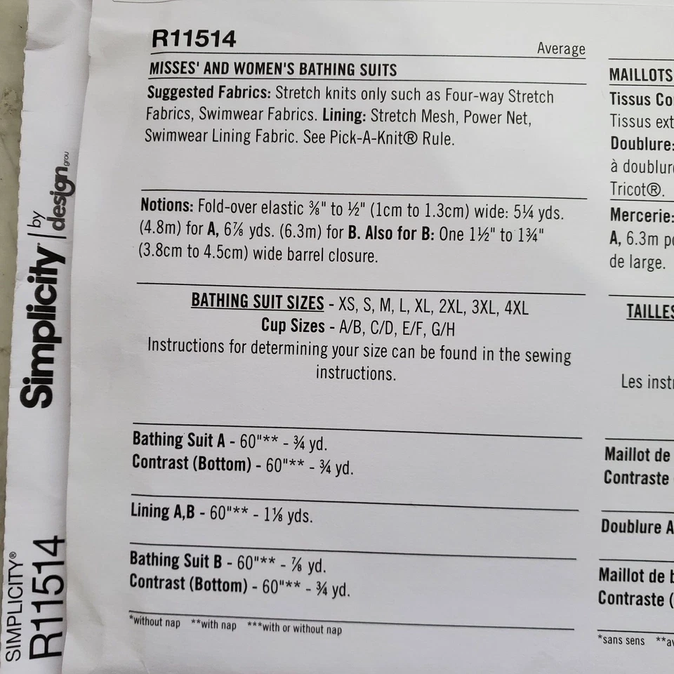 Simplicity R11514 Swimsuit Bathing Suit One-Piece Madalynne Miss XS - 4XL UNCUT - Image 4 of 4