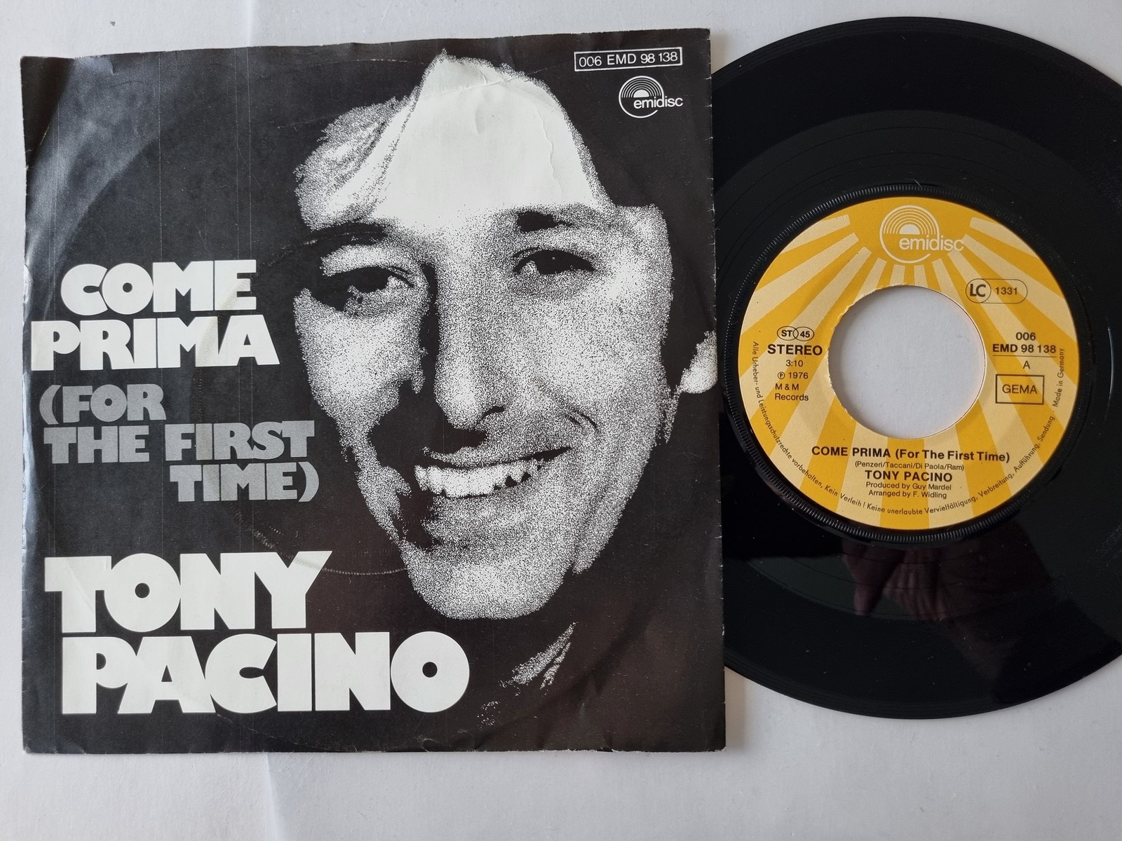 Tony Pacino - Come Prima (For The First Time) 7'' Vinyl Germany