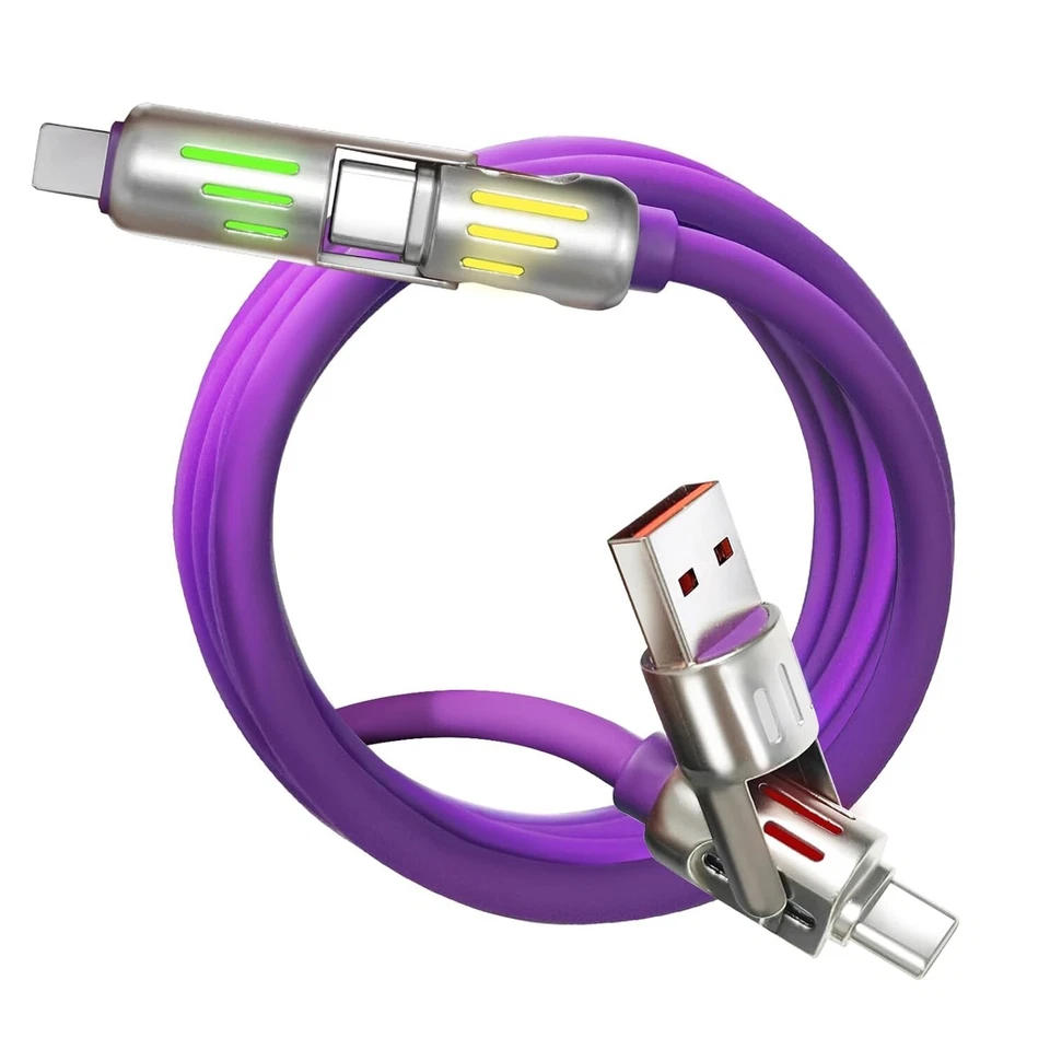 USB-шнур зарядки для iPhone ipad ноутбука Samsung устройство зарядки, 5 футов фиолетовый - Изображение 4 из 4