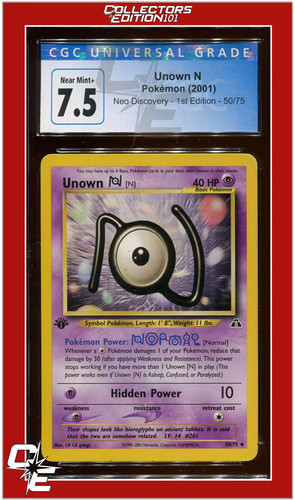 Unown [N] (1st Edition) graded CGC 7.5 for sale on eBay